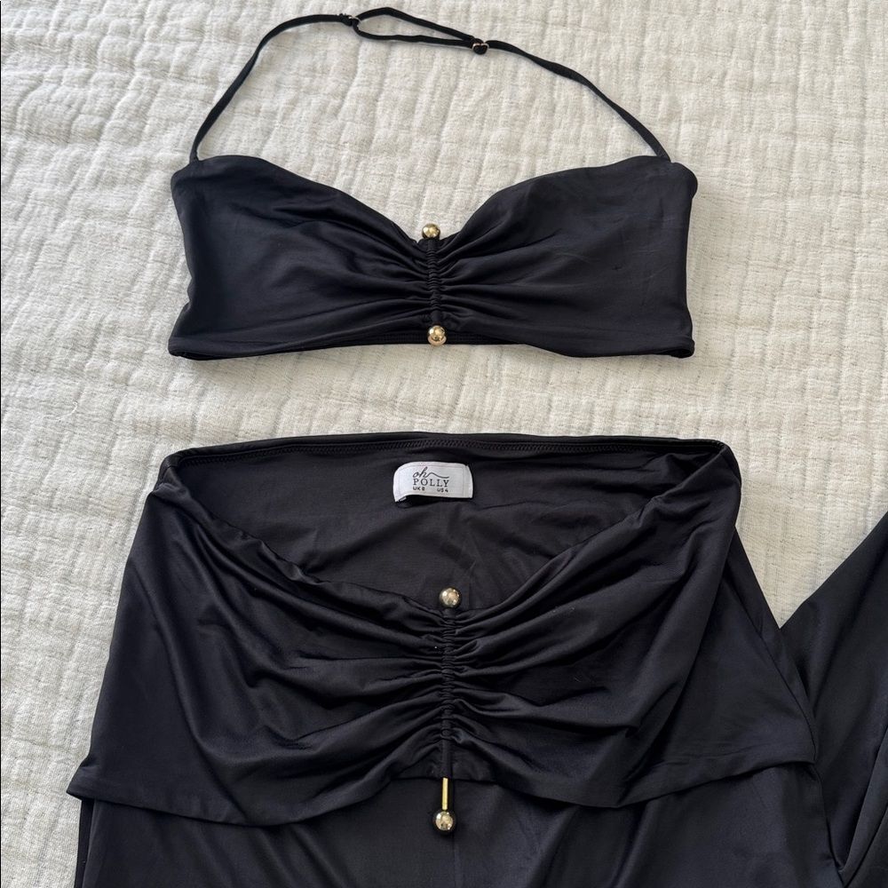 Oh Polly Black Ruched Skirt Set - Picture 4 of 11